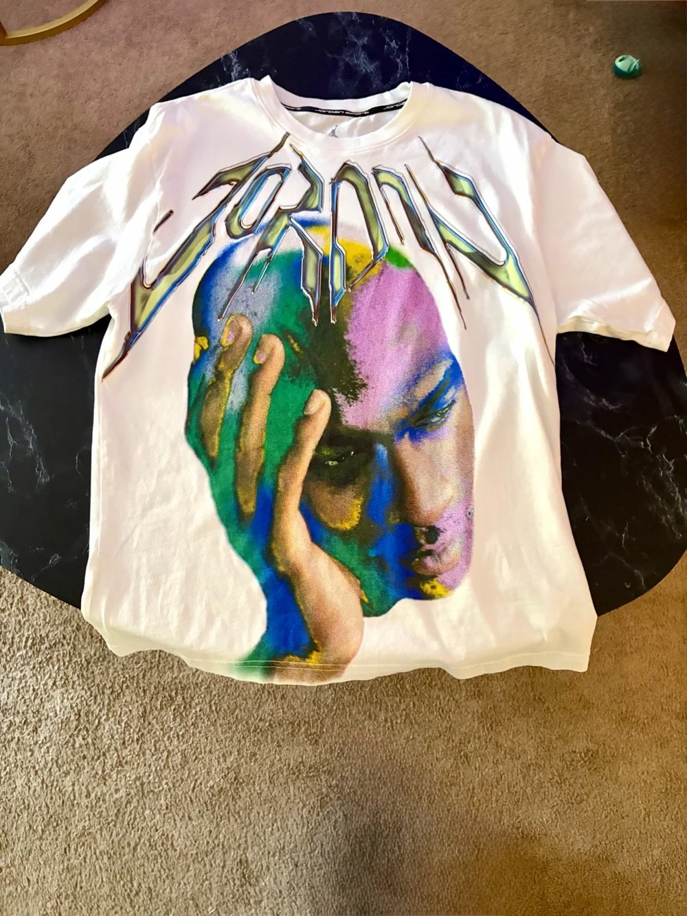 Jordan Men’s Graphic Tee in White with Multicolor Face Print